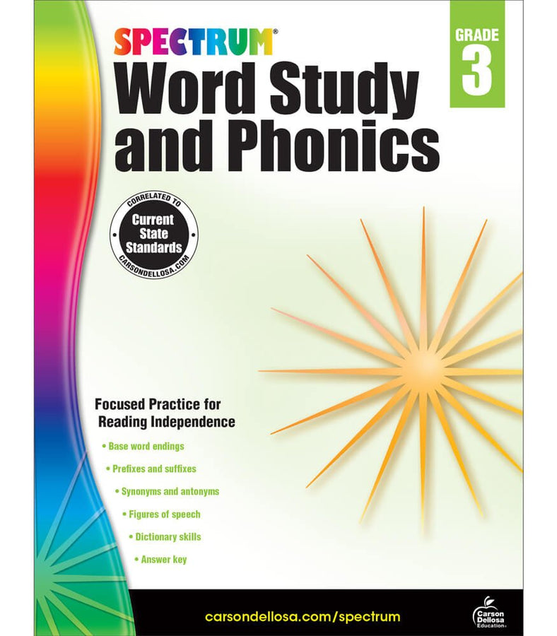 Spectrum Word Study and Phonics Workbook Grade 3