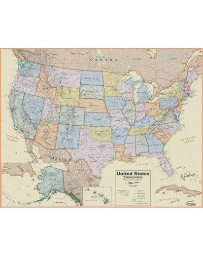 World Laminated Wall Map With Flags (Blue Ocean Series)