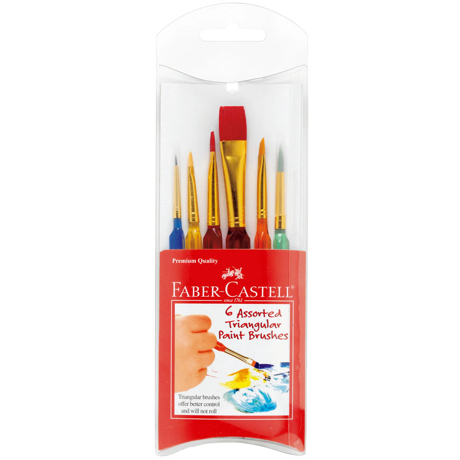 Triangular Paintbrushes: Assorted Sizes (Set of 6)
