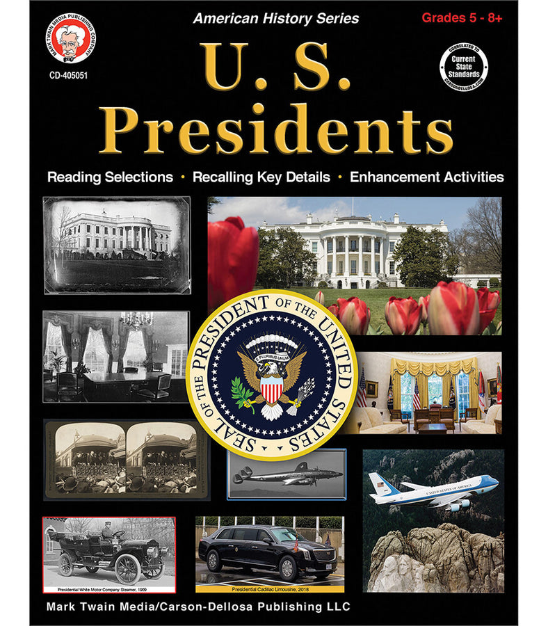U.S. Presidents Workbook Grade 5-12 Paperback