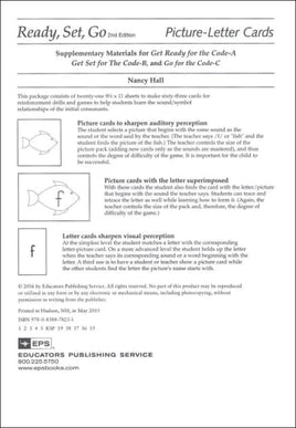 Explode The Code Get Ready for the Code Literacy & Phonics Picture Cards with Letters - 60 Cards