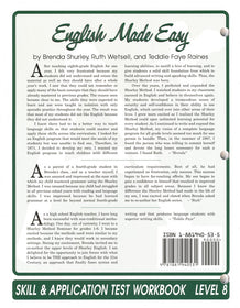 Shurley English: Level 8 Skill and Application Test Workbook (Limited Quantities)