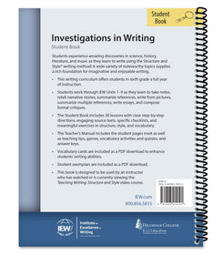 IEW Investigations in Writing Teacher/Student Combo (Grades 6-8)
