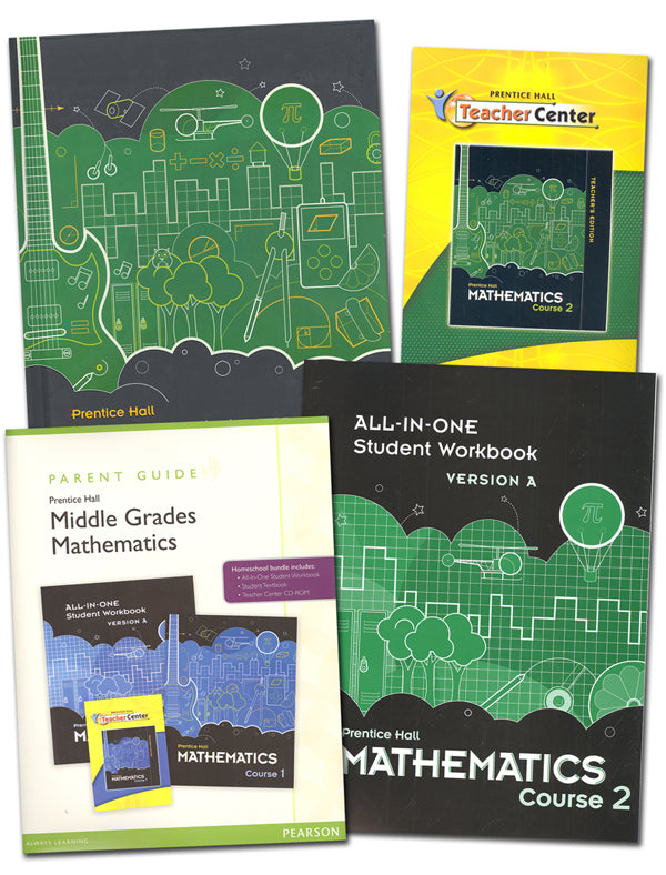 Prentice Hall Course 2 Mathematics Common Core Homeschool Bundle Grade 7 (2012 Edition)