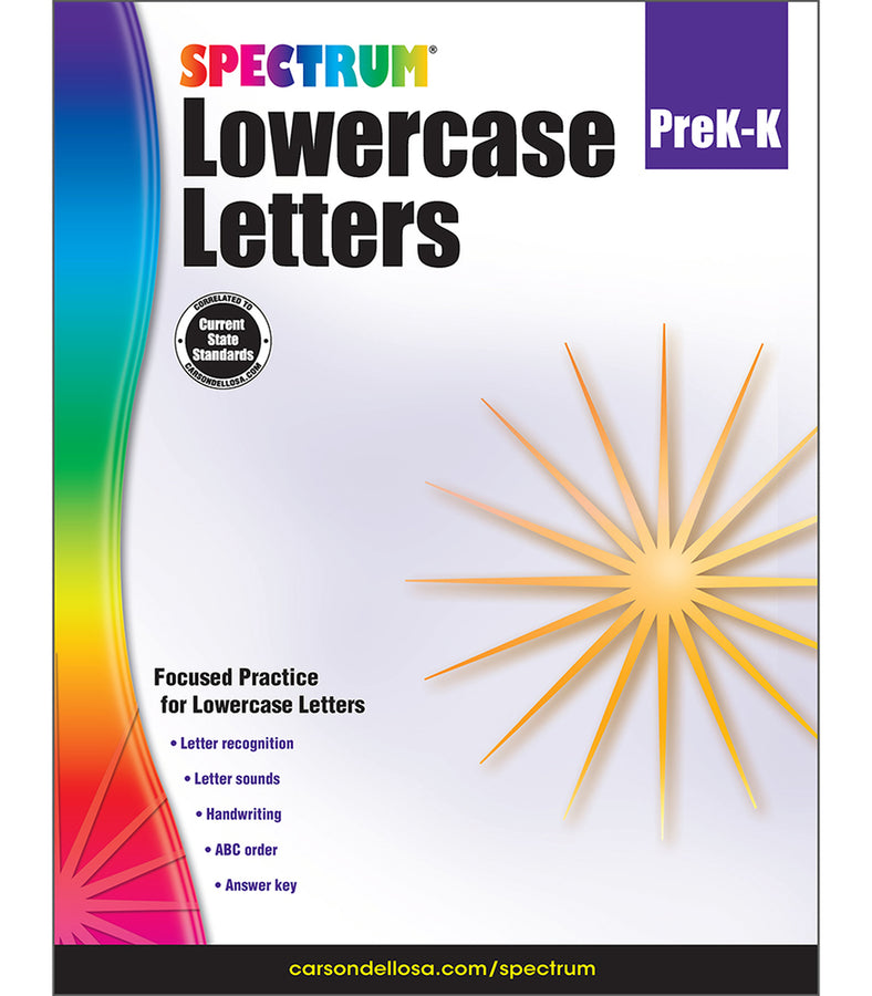 Spectrum Lowercase Letters Workbook Grade PK-K