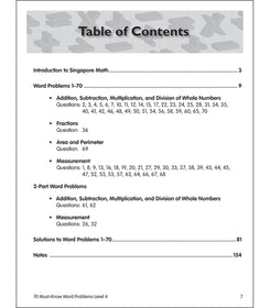 Singapore Math 70 Must-Know Word Problems Level 4 (Clearance)