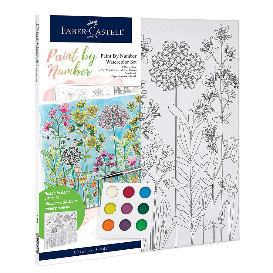 Watercolor Paint by Number Farmhouse Floral (Faber-Castell)
