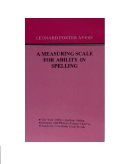 A Measuring Scale for Ability in Spelling