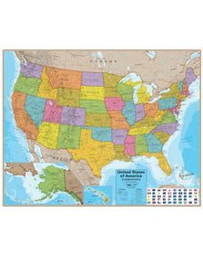 USA Laminated Wall Map (Blue Ocean) with Flags