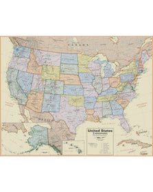 World Laminated Wall Map With Flags (Blue Ocean Series)