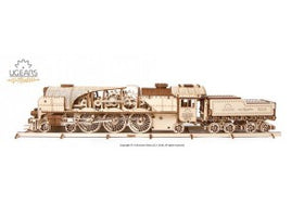 Ugears V-Express Steam Train with Tender Mechanical Model Kit