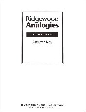Ridgewood Analogies Book 1 Teacher's Guide