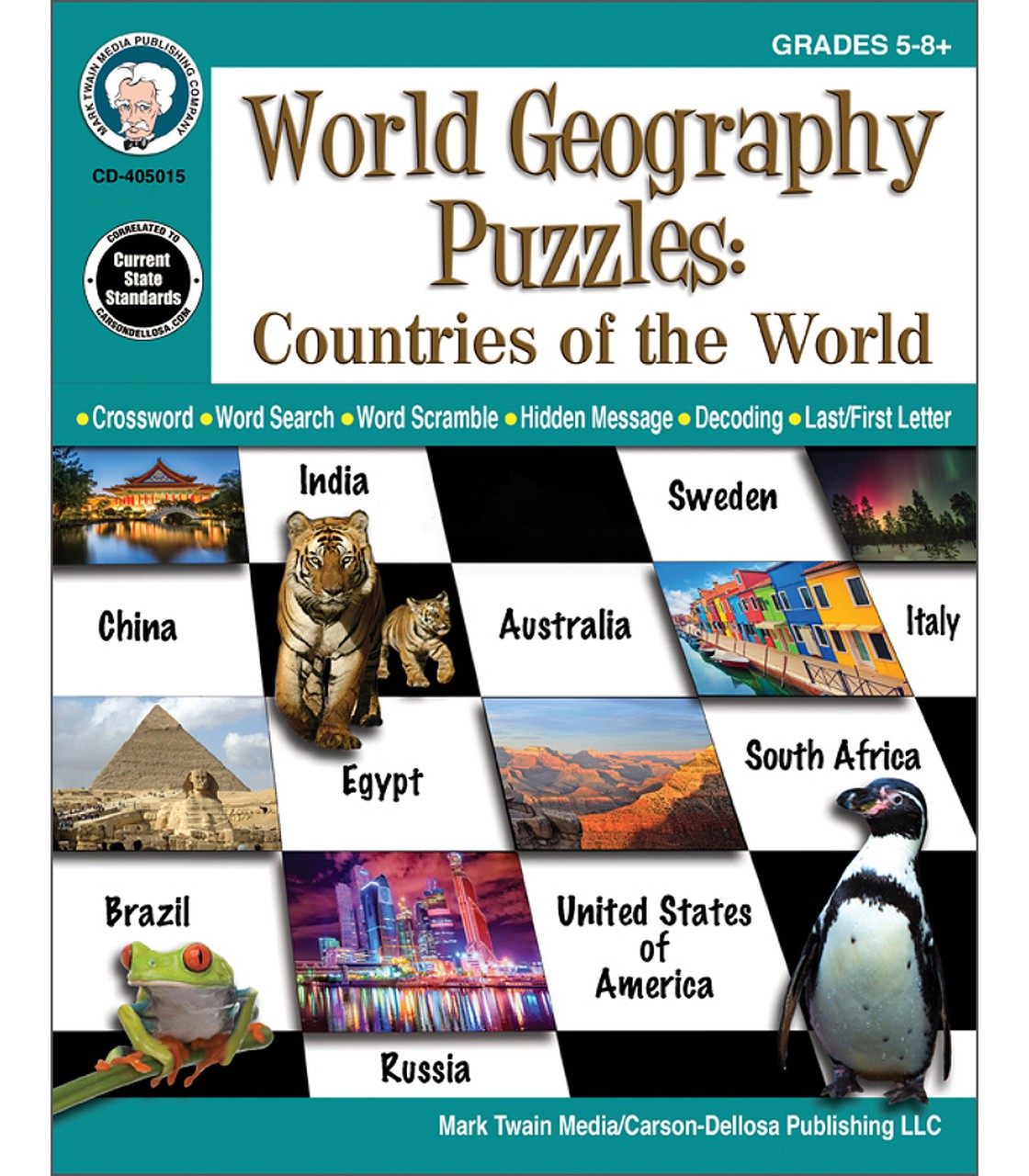World Geography Puzzles: Countries of the World Workbook Grade 5-12 