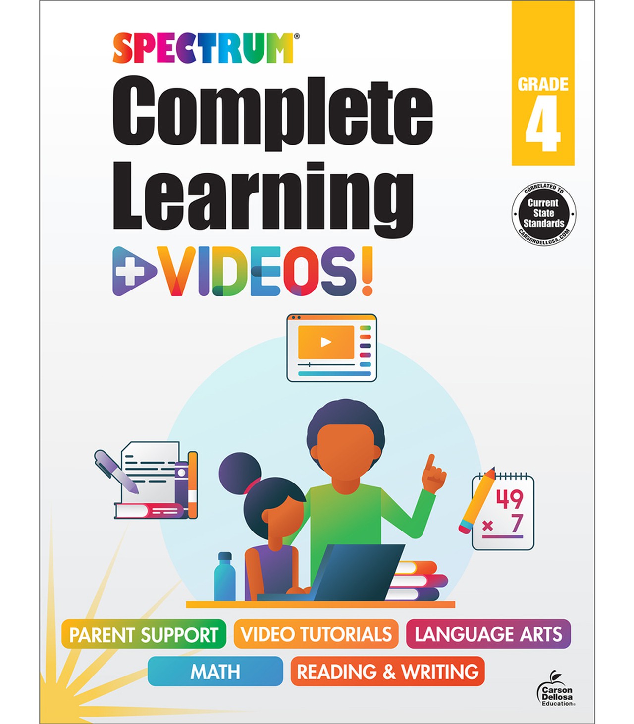 SPECTRUM Complete Learning + Videos Workbook Grade 4 Paperback