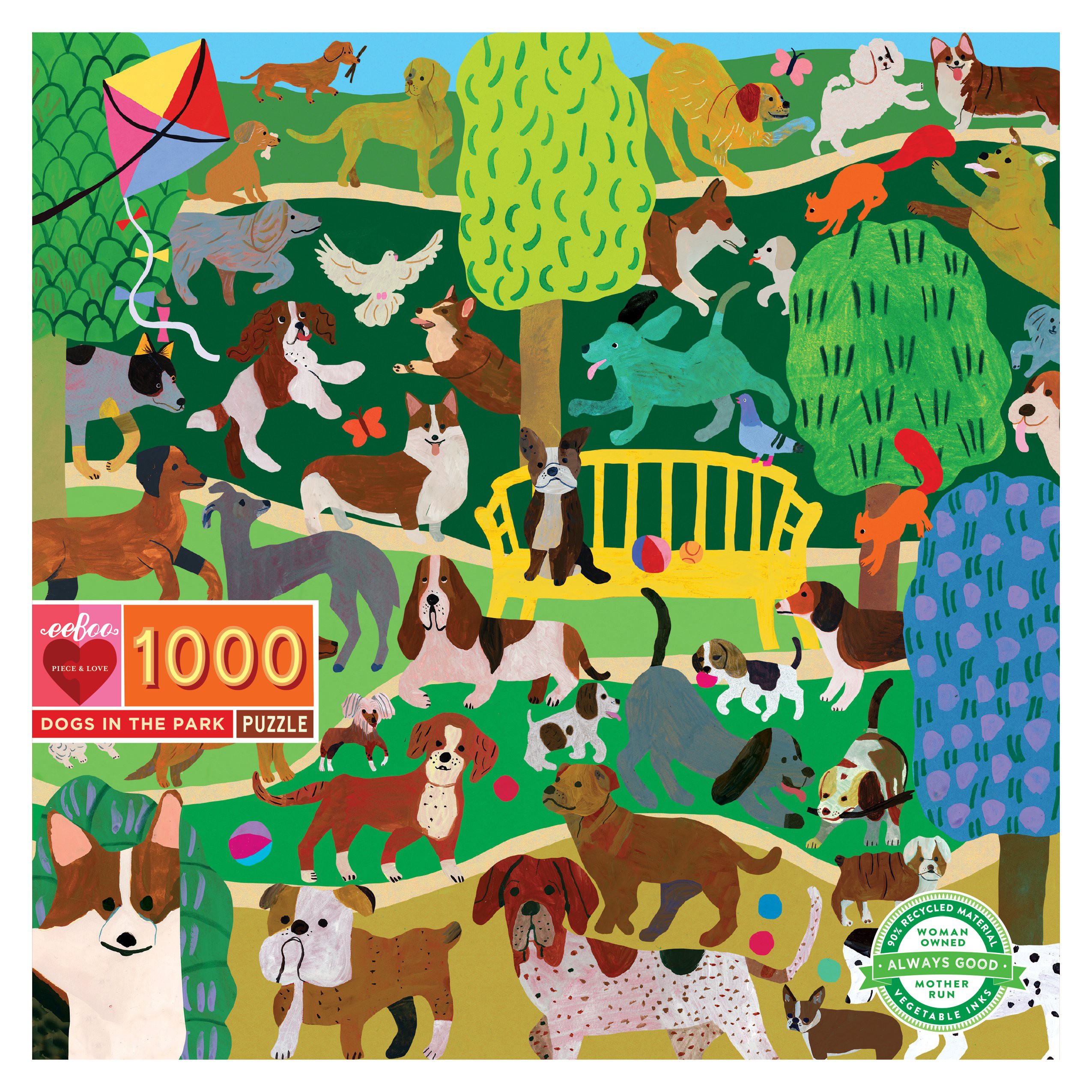 Dogs in the Park 1000 Piece Puzzle - eeBoo