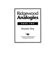 Ridgewood Analogies Book 2 Teacher's Guide
