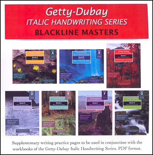 Italic Handwriting Blackline Masters Books A-G on CD (Getty-Dubay)