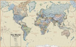 Hemispheres Boardroom Series World Laminated Wall Map (38" x 61")
