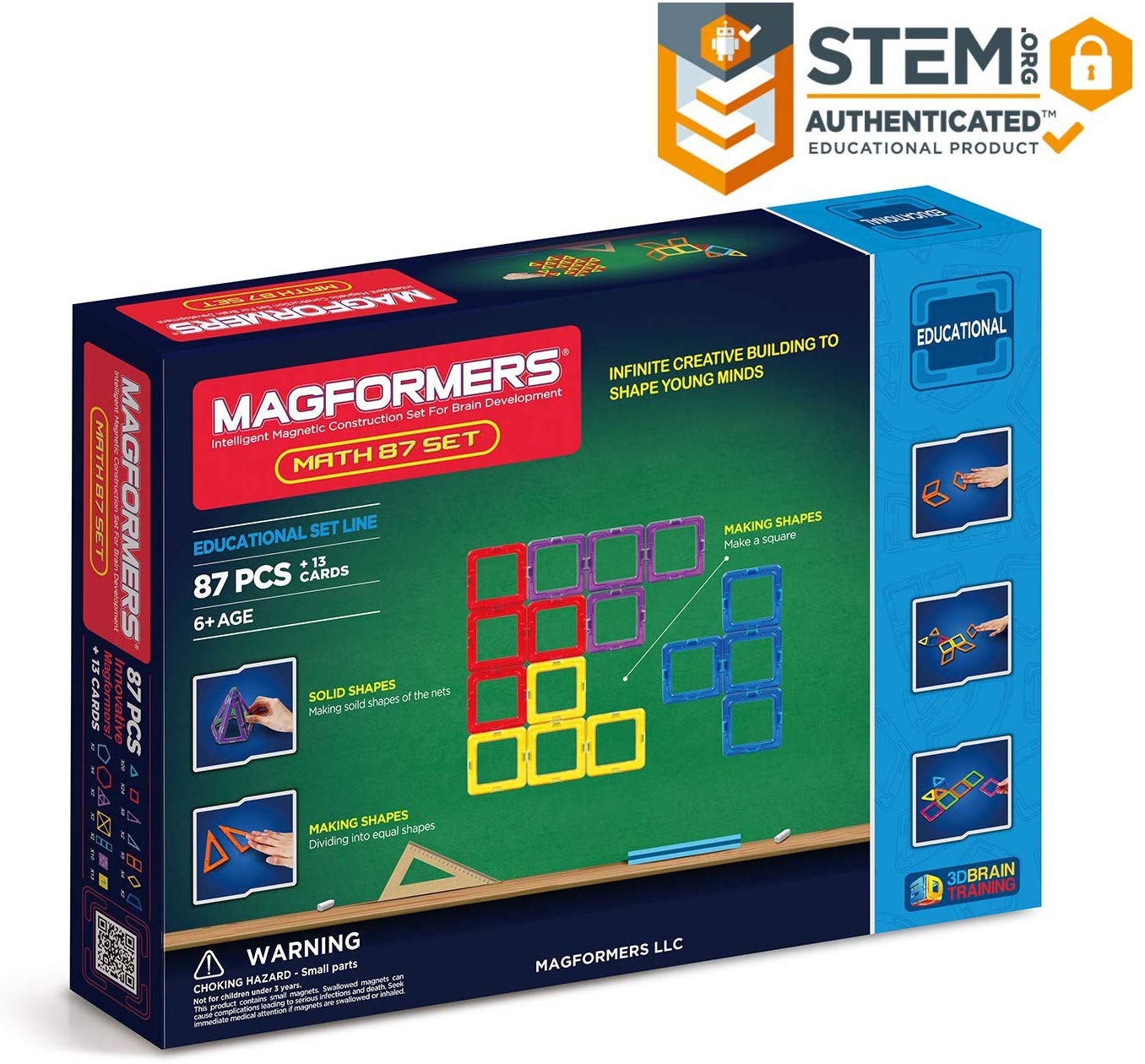 Magformers Math 87 Piece Set -  Educational Magnetic Geometric Shapes Tiles Building STEM 