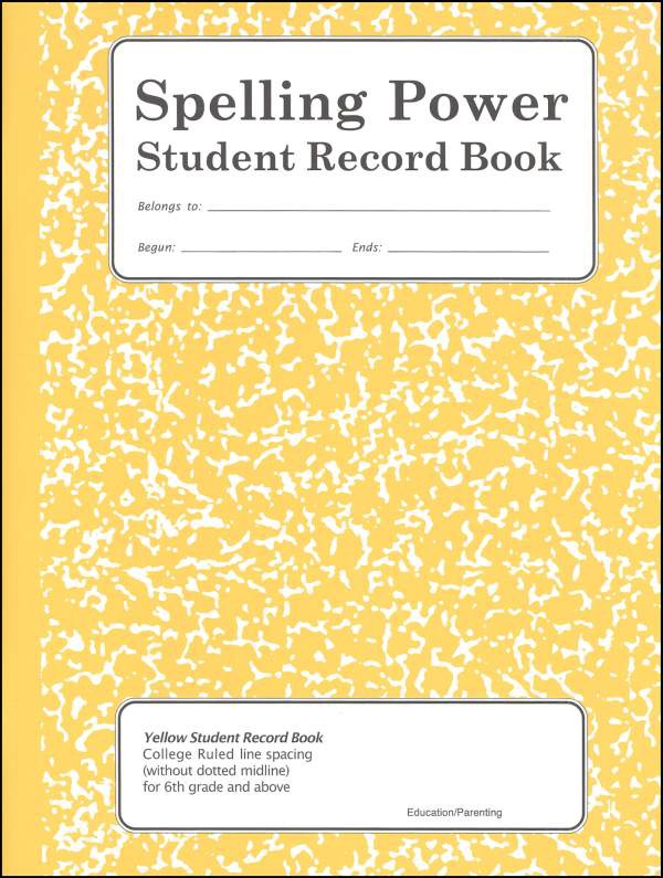 Spelling Power Student  Record Book - Yellow