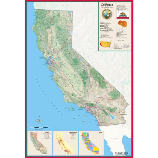 Hemispheres California Wall Map