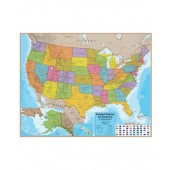 USA Laminated Wall Map (Blue Ocean) with Flags 