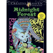Creative Haven Midnight Forest Coloring Book: Animal Designs on a Dramatic Black Background